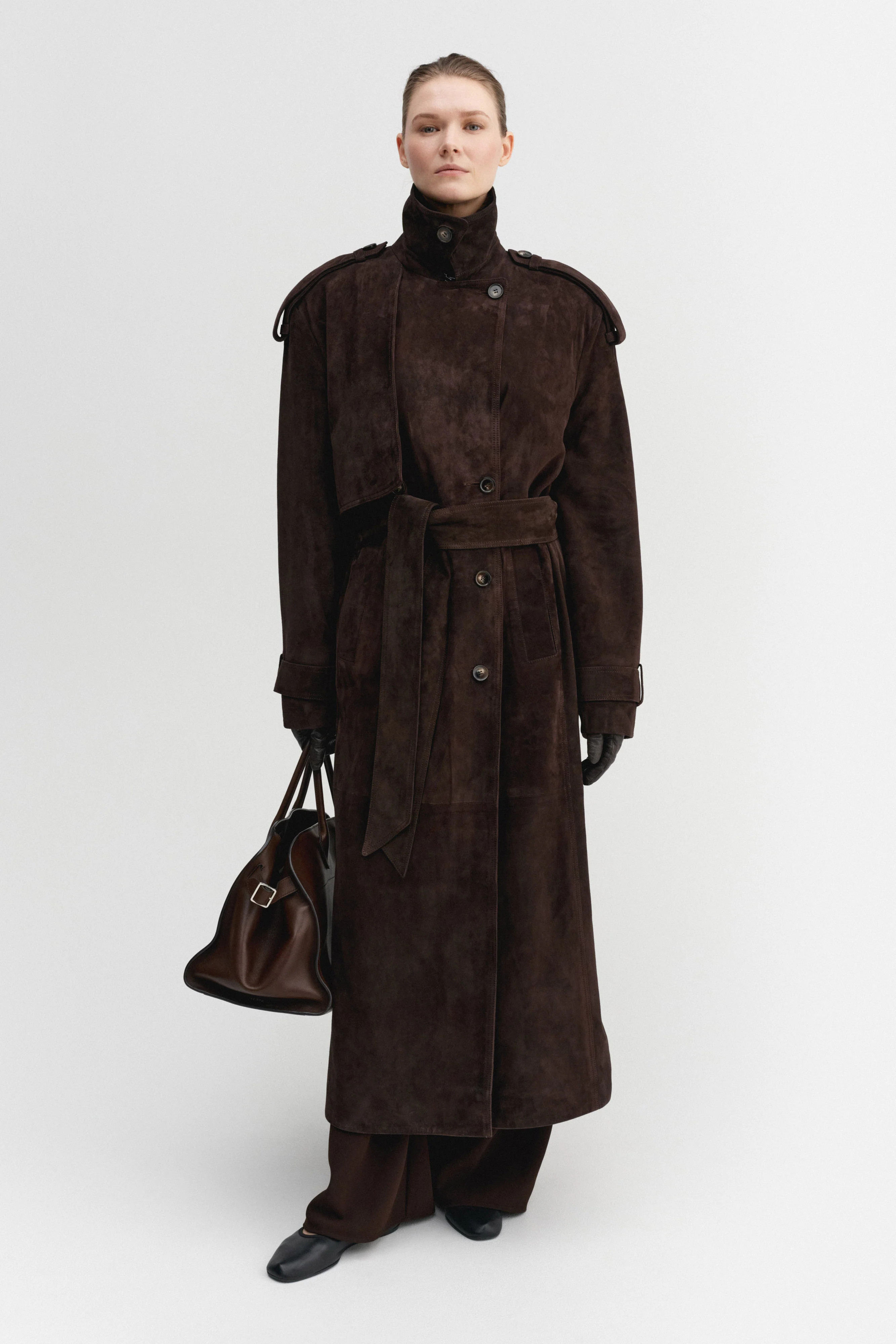 Sienna Suede Coat, chocolate | Almada Label