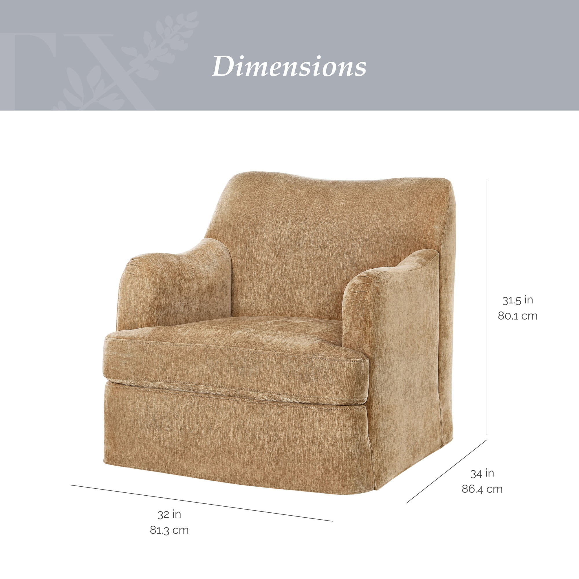 My Texas House Lauren Swivel Accent Chair with Honey Brown Fabric Upholstery | Walmart (US)