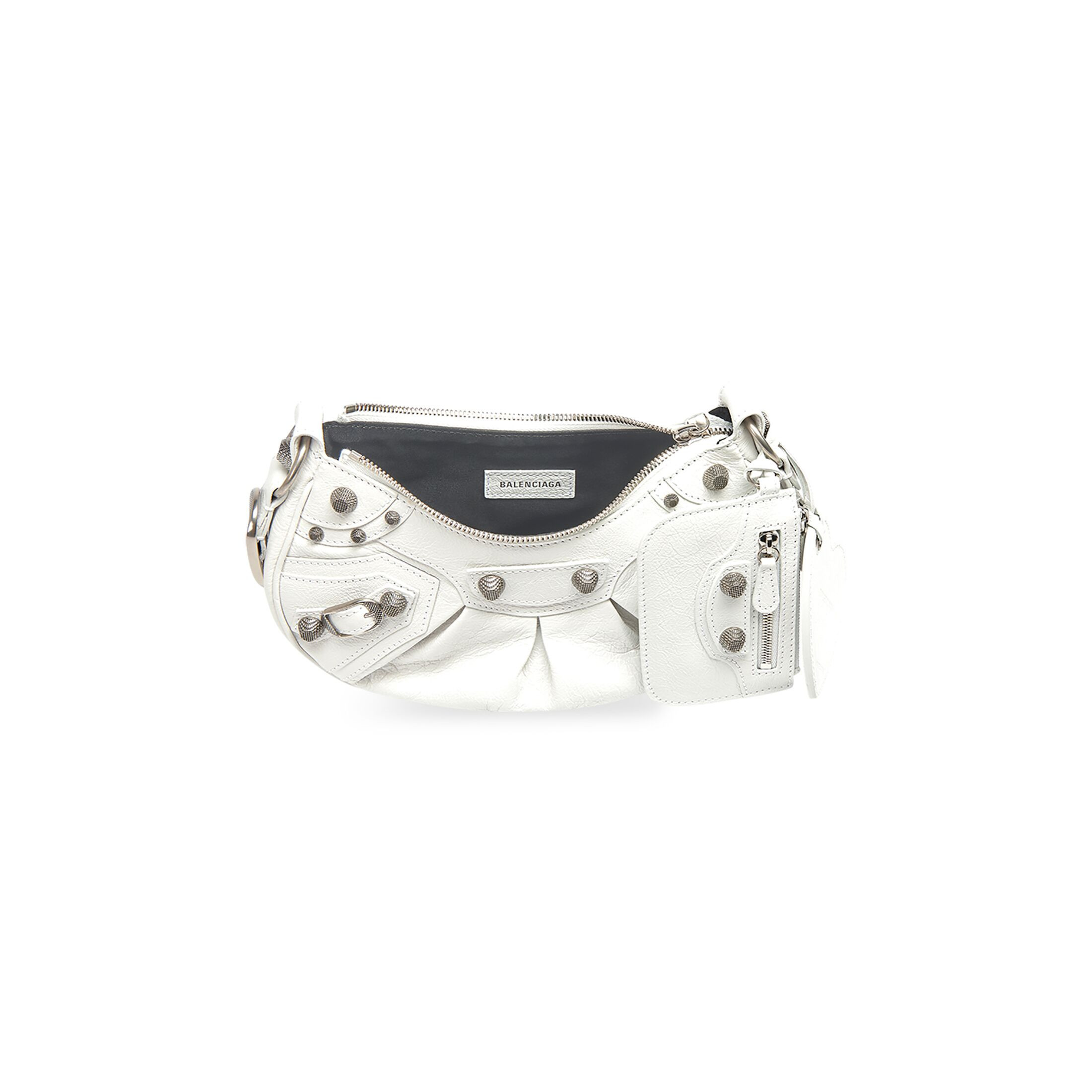 Le Cagole XS Shoulder Bag in white Arena lambskin, aged-silver hardware | Balenciaga