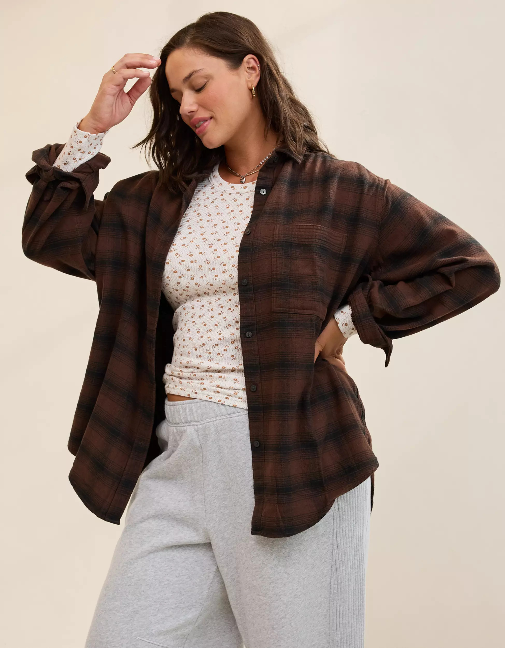 Aerie Anytime Fave Flannel Button Down Shirt | Aerie