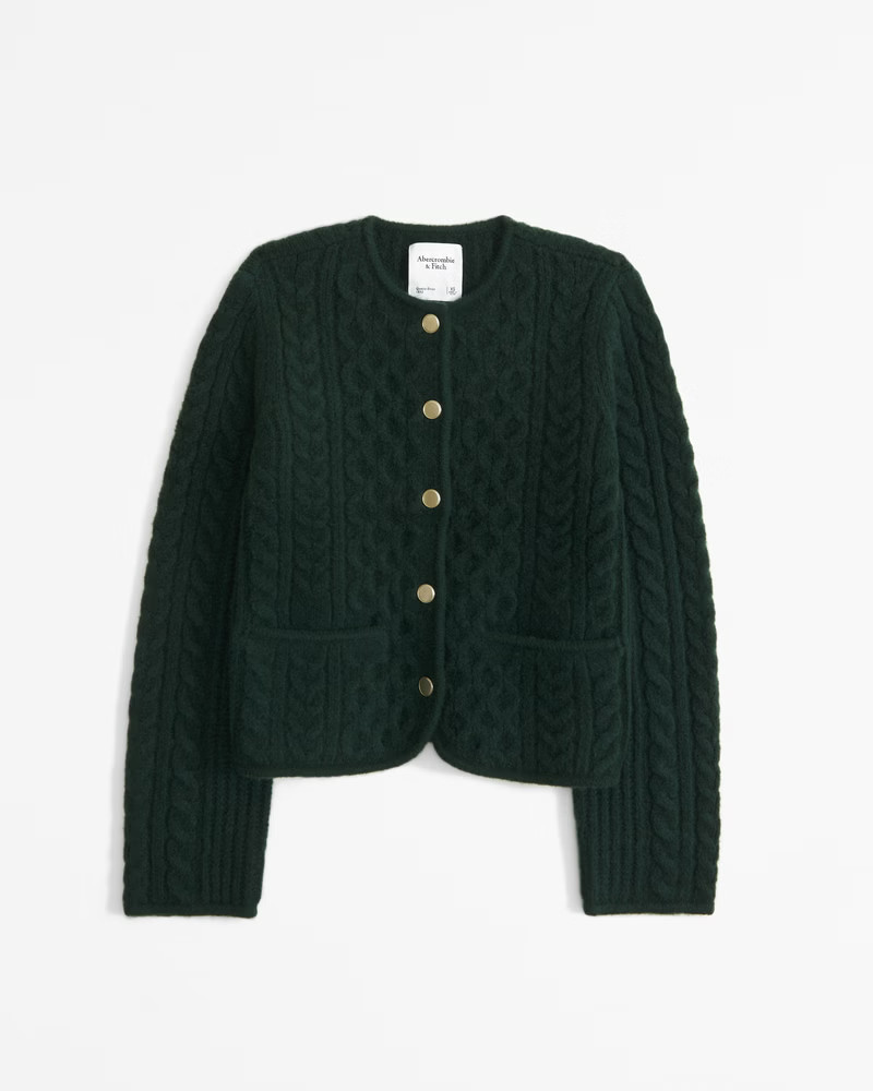 Novelty Button Cable Sweater Jacket | Abercrombie & Fitch (US)