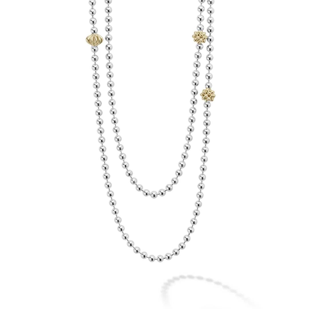 Caviar Icon Long Two-Tone Caviar Beaded Necklace | LAGOS