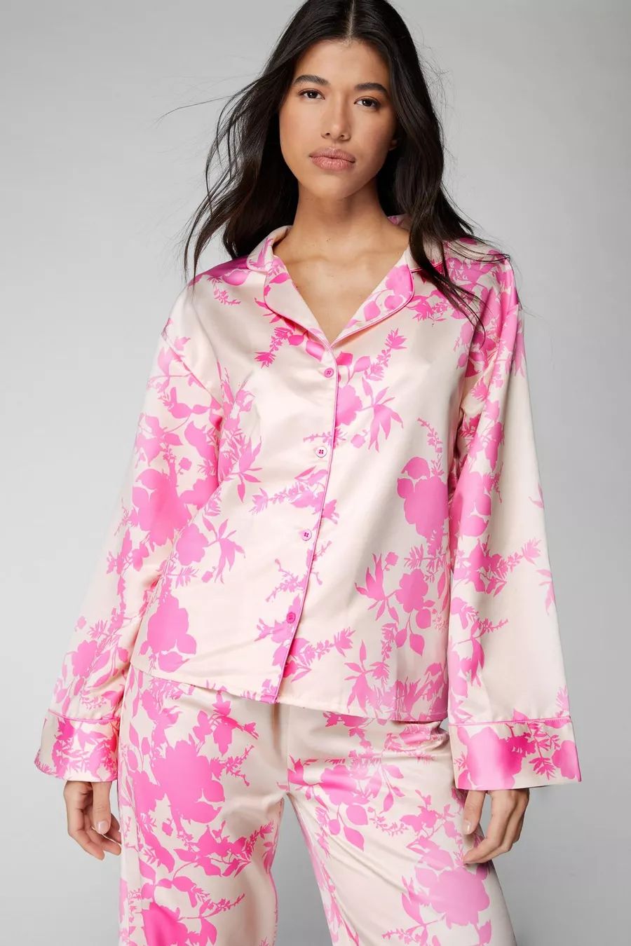 Satin Floral Pajama Pants Set | Nasty Gal US