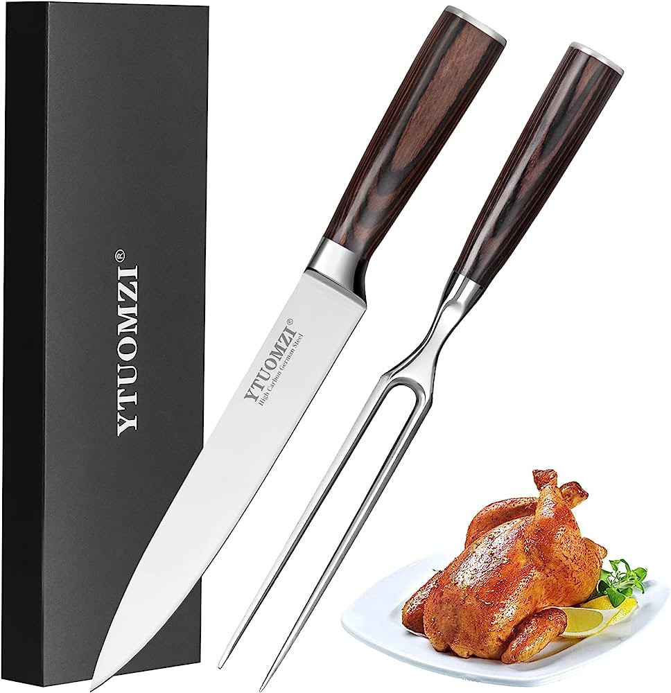 Ytuomzi Carving Knife and Fork Set, Carving Knife Set 13", German HC Stainless Steel Carving Set,... | Amazon (US)