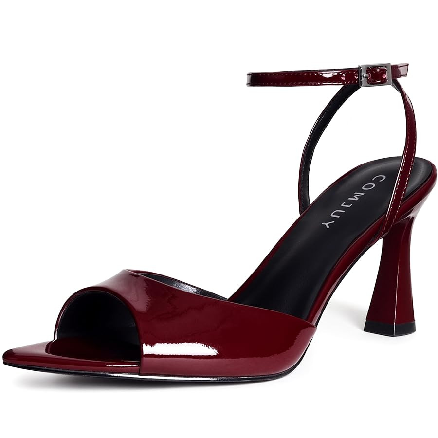 Womens High Heels Sandals Peep Toe, Flared Heels with Ankle Strap, Elegant Leather Sandals Comfor... | Amazon (US)