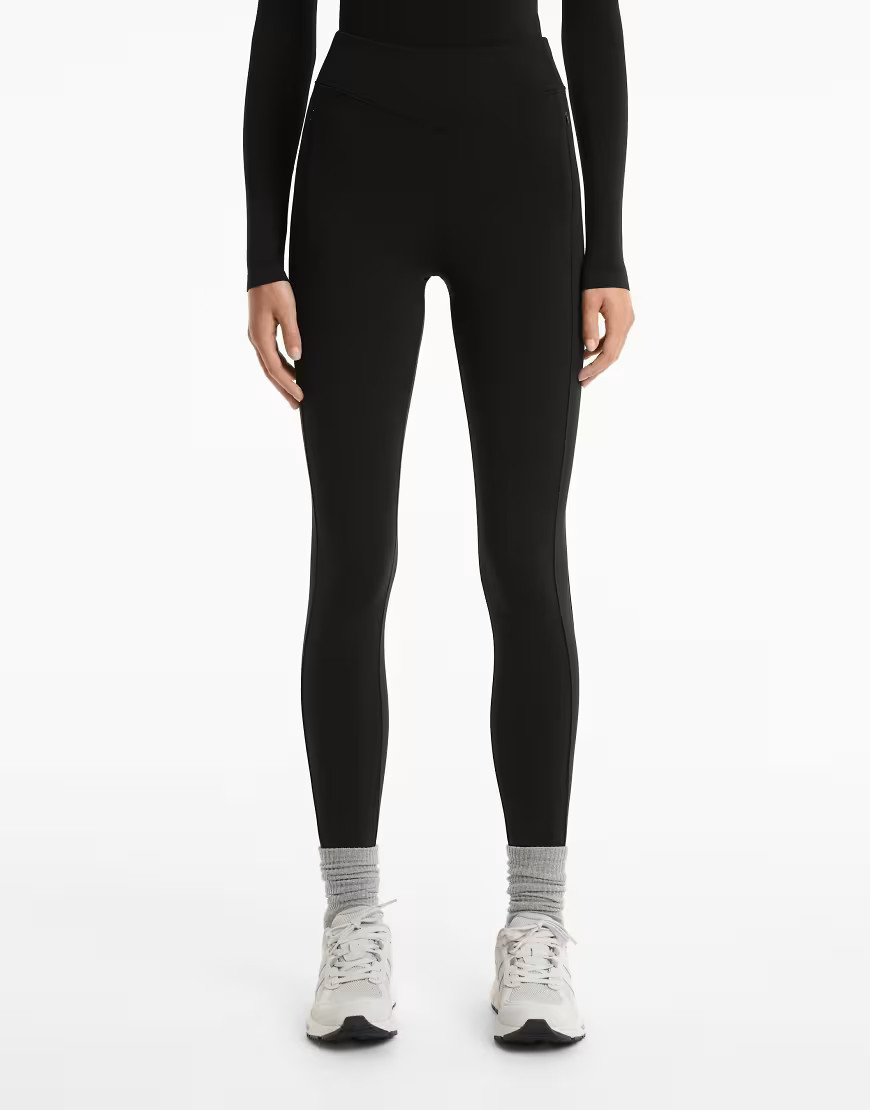 OYSHO Warm high-rise ankle-length leggings with pockets 70 cm in black | ASOS (Global)