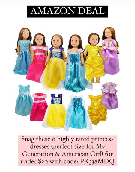 AMAZON DEAL 🎉 Snag this set of 6 highly rated princess dresses (perfect size for My Generation & American Girl) for under $20 with code: PK338MDQ 

#LTKkids