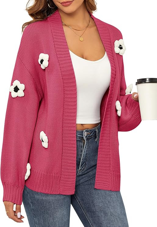 ZAFUL Cardigan Sweaters for Women - Long Sleeve Open Front Knit Jackets Winter Fall Teacher Outfi... | Amazon (US)