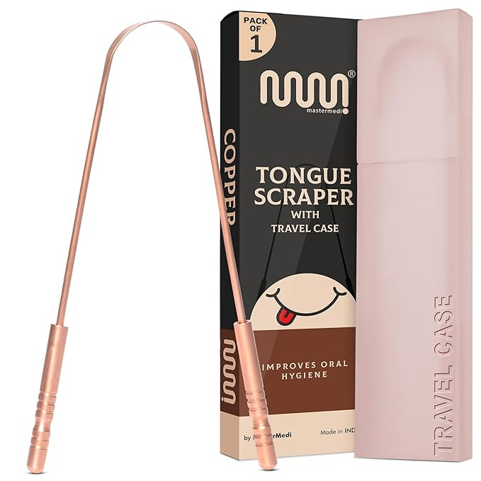 MasterMedi Pure Copper Tongue Scraper for Adults, Tongue Scrubber for Bad Breath, Easy to Use, To... | Amazon (US)
