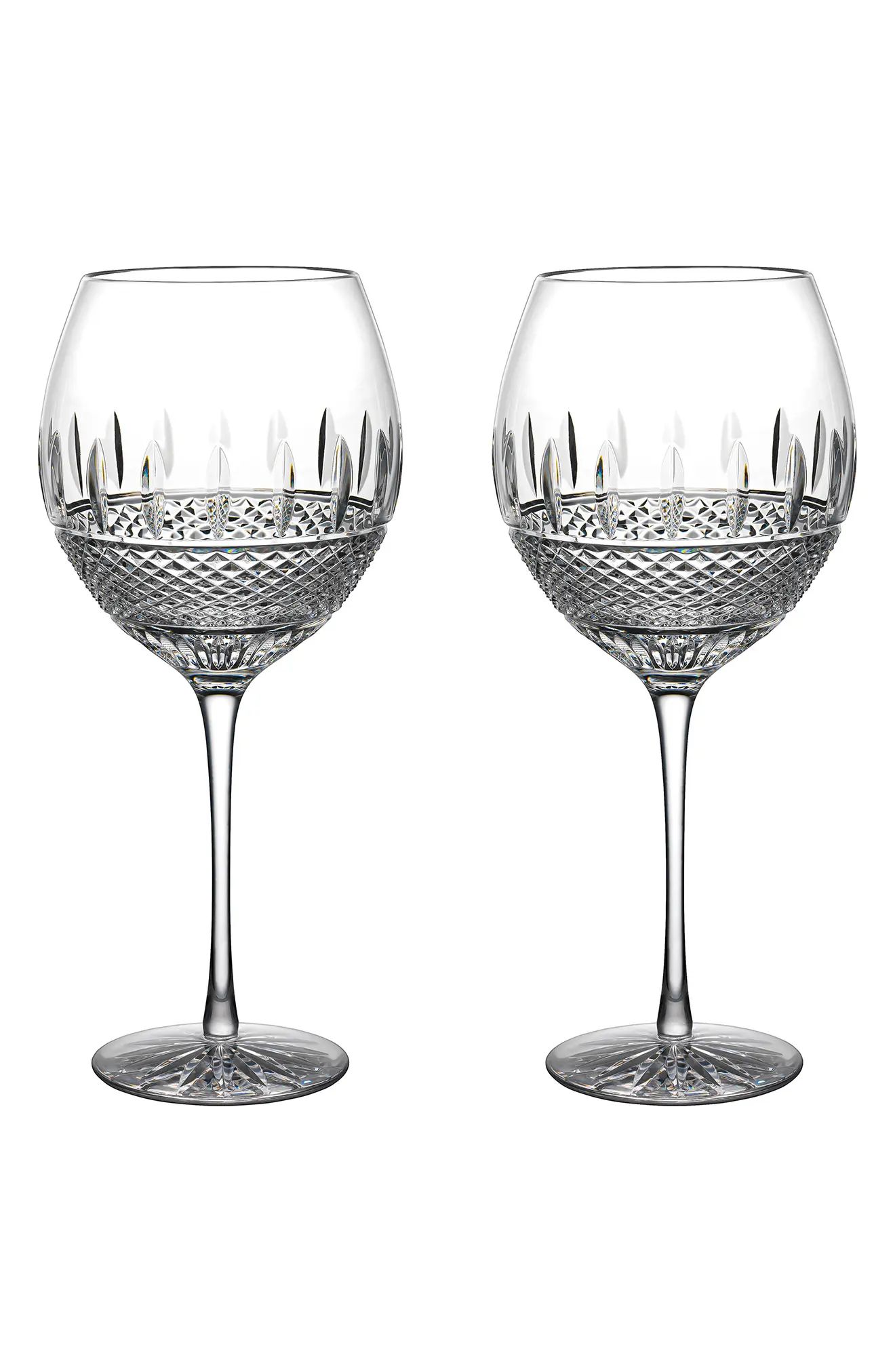 Waterford Irish Lace Set of 2 Lead Crystal Red Wine Glasses in Clear at Nordstrom | Nordstrom
