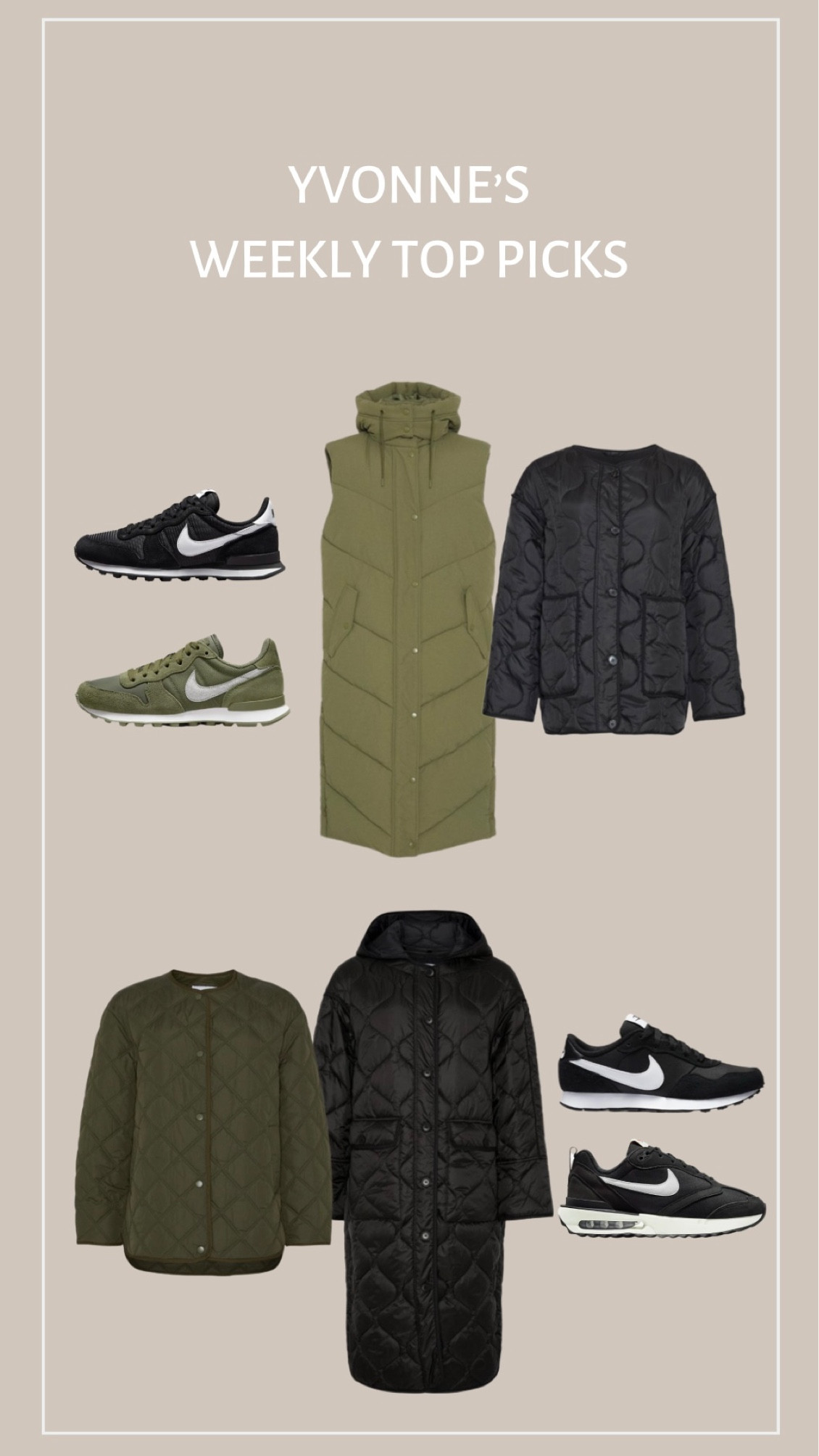 Weekly Top picks, winter style, winter fashion, quilted coat, quilted gilet, Nike trainers, wardrobe staples 

#LTKeurope #LTKstyletip #LTKSeasonal