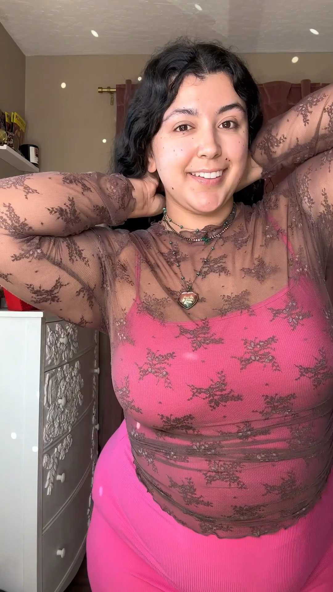 This is your sign to wear the pink outfit 💕
Obsessed with how this plus size bodycon midi snatches without squeezing and how the sheer lace top instantly elevates the look. It’s stretchy, curve-hugging, and gives that effortless soft glam meets sexy vibe.

Perfect for date night, brunch, birthdays, or when you just want to feel confident in your curves 💖
Linked my exact pink dress, lace top, jewelry, and beauty favorites so you can recreate this full look ⬇️

✨ Fit notes:
True to size, super stretchy, breathable, and plus-size friendly. Layers beautifully and feels comfy all day.

#plussizefashion #curvyoutfit #plussizestyle #bodycondress #pinkoutfit #barbiecore #curvyconfidence #plussizeootd #ltkcurves #ltkit #curvefriendly #softglam #glamcurvy
 

#LTKValentine #LTKPlusSize #LTKgrwm