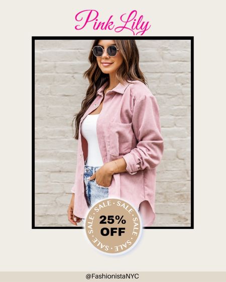 SALE ALERT!!! 25% OFF at Pink Lily for 3 days only!!!  Loving these SHACKETS that come in 4 colors!! 
Click any photo below and SAVE!!!
Sale Alert - Fall - Fall Dresses - Maternity - Work Wear - Boots - Dresses #LTKWorkWear - 

Follow my shop @fashionistanyc on the @shop.LTK app to shop this post and get my exclusive app-only content!

#liketkit #LTKunder100 #LTKSeasonal #LTKSale #LTKsalealert
@shop.ltk
https://liketk.it/3PGOT