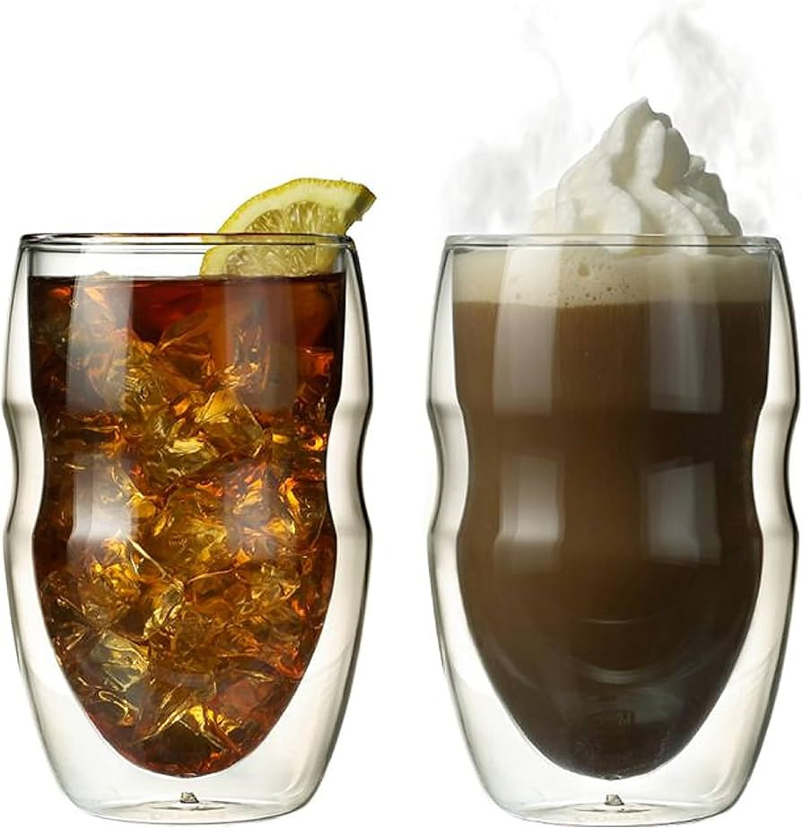 Ozeri Serafino Double Wall Insulated Beverage and Coffee Glasses, 12-Ounce, Set of 2 | Amazon (US)