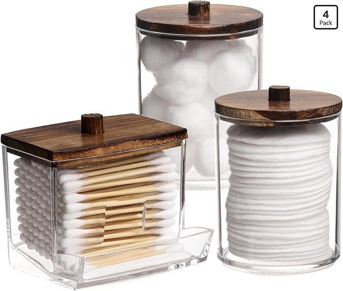 Tbestmax Qtips Holder Bathroom Container, 10 OZ Cotton Ball/Swabs Dispenser, Apothecary Jar Organ... | Amazon (US)