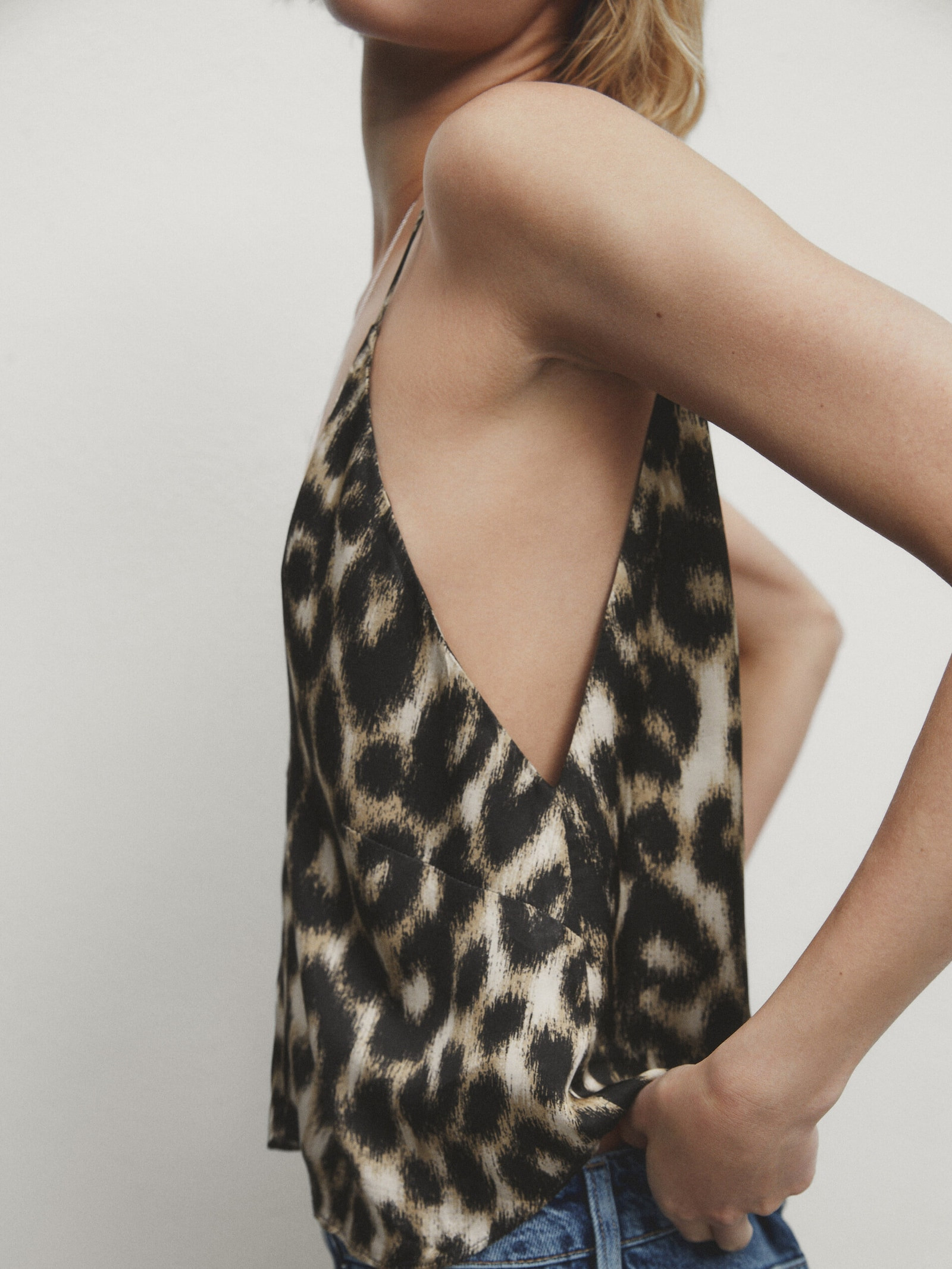 Leopard print strappy co-ord top | Massimo Dutti US