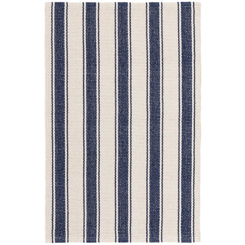 Blue Awning Stripe Handwoven Cotton Rug | Annie Selke