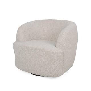 Noble House Anaura Beige Textured Boucle Swivel Club Chair 110283 - The Home Depot | The Home Depot