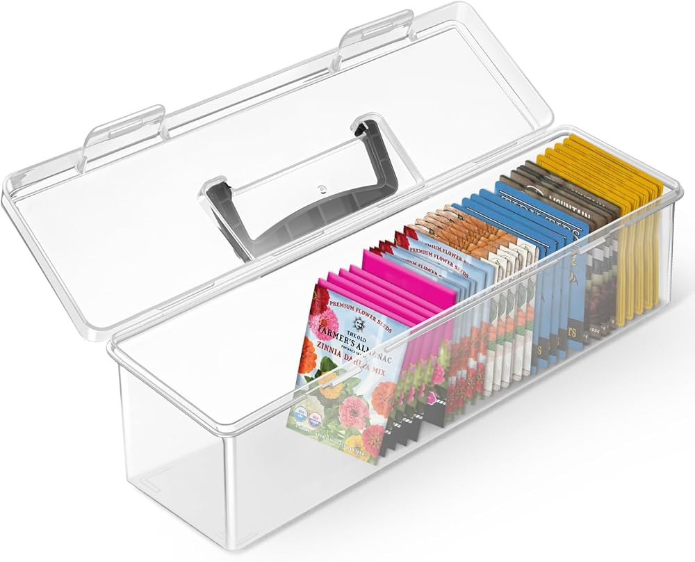 Seed Packet Organizer Box Plastic Portable Seed Packet Storage Box, Seed Storage Organizer | Amazon (US)