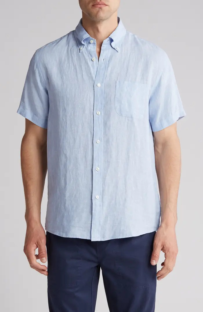 Regular Fit Short Sleeve Linen Button-Down Shirt | Nordstrom Rack