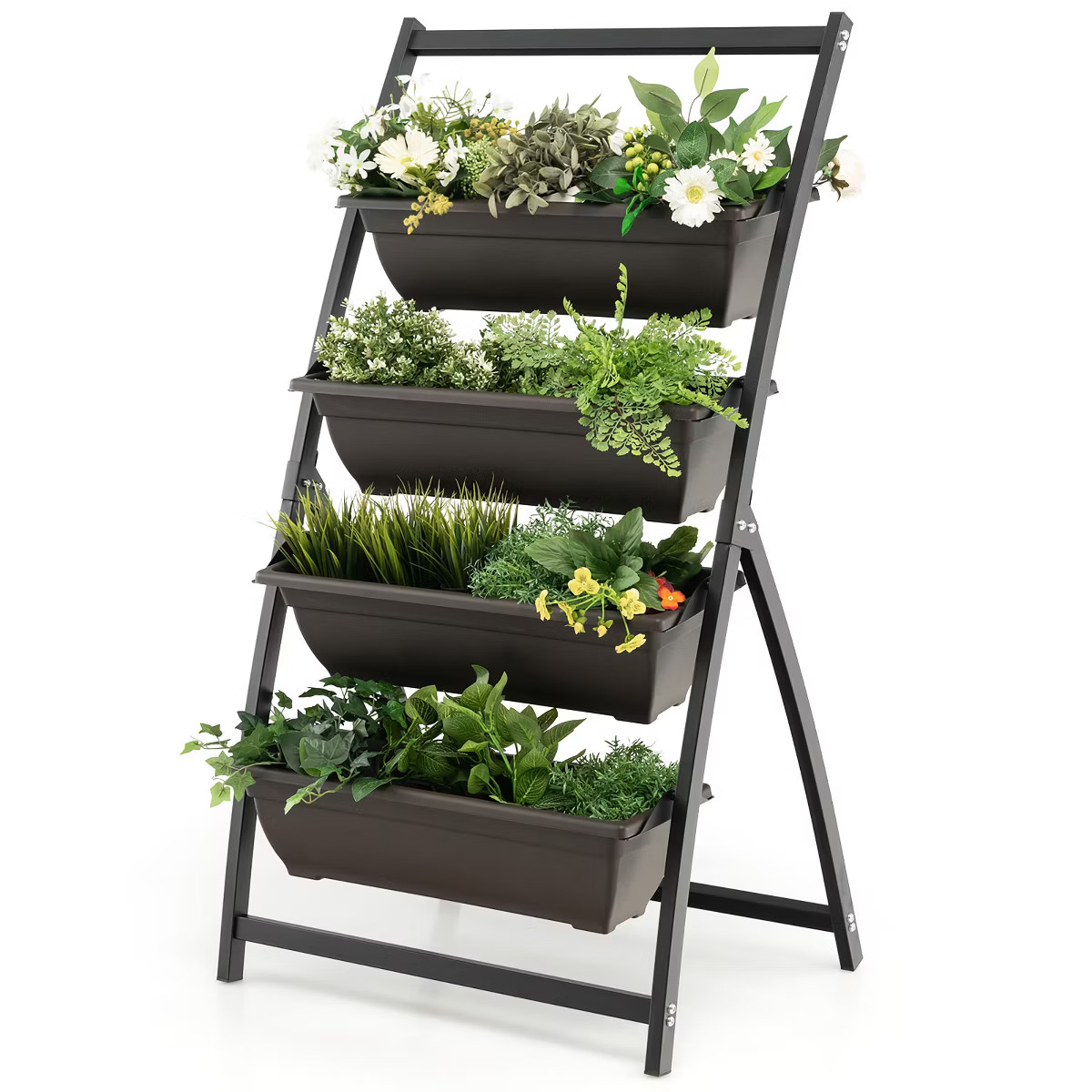 Costway 4 FT 4-Tier Vertical Raised Garden Bed Elevated Planter Box w/4 Container Boxes | Target