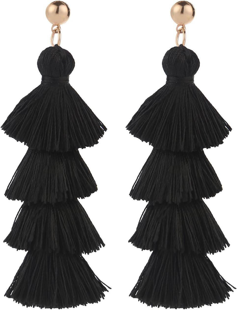 BaubleStar Bohemian Layered Tassel Drop Earrings for Women | Amazon (US)