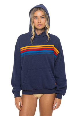 5 STRIPE RELAXED PULLOVER HOODIE - NAVY | Aviator Nation