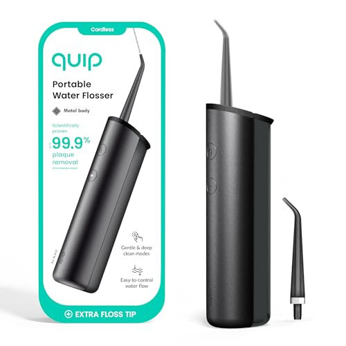 quip Water Flosser with Replacement Tip - Cordless Water Flosser with Adjustable Pressure - Teeth Cleaner Pick with 360 Degree Rotating Replaceable Tip, Rechargeable Water Dental Pick - All-Black | Amazon (US)