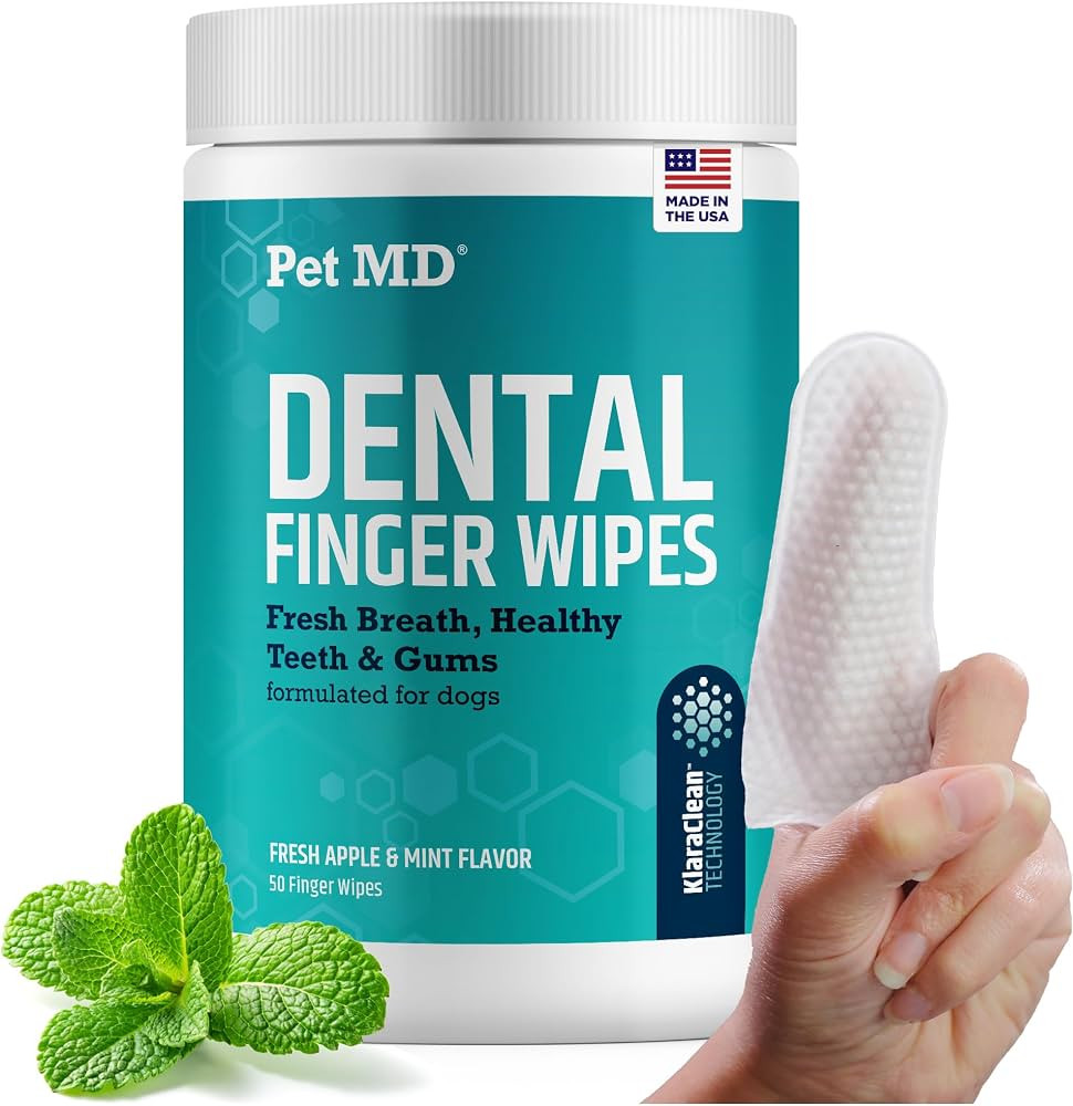 Pet MD Pet Dental Finger Wipes for Dogs - Plaque and Tartar Remover for Dogs to Improve Oral Care... | Amazon (US)