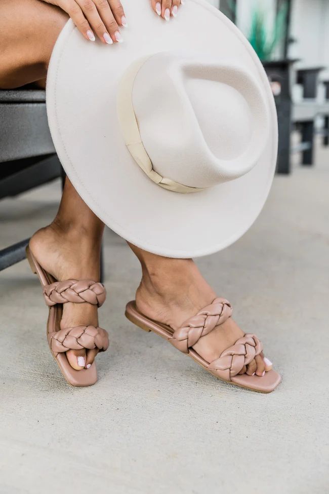 Casey Beige Braided Double Strap Sandals | The Pink Lily Boutique