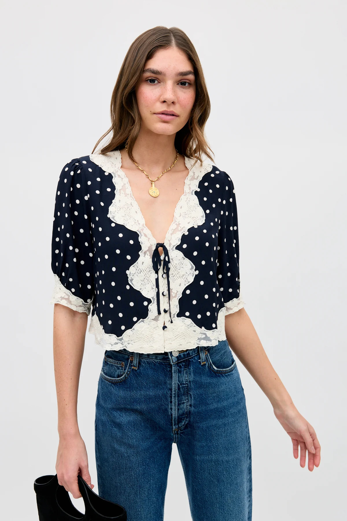 ursula top layla dot navy | Rixo