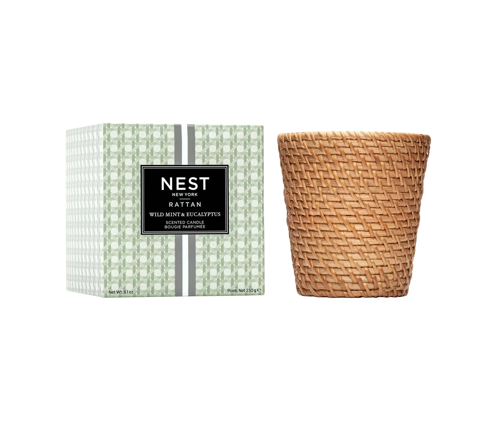 Rattan Wild Mint &amp; Eucalyptus Classic Candle | NEST Fragrances