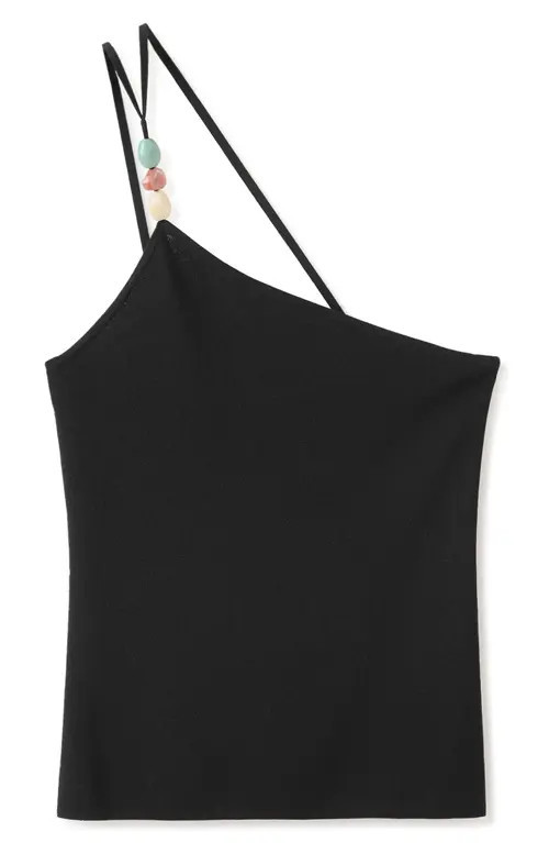 MANGO Asymmetric Knit Top in Black at Nordstrom, Size X-Small | Nordstrom