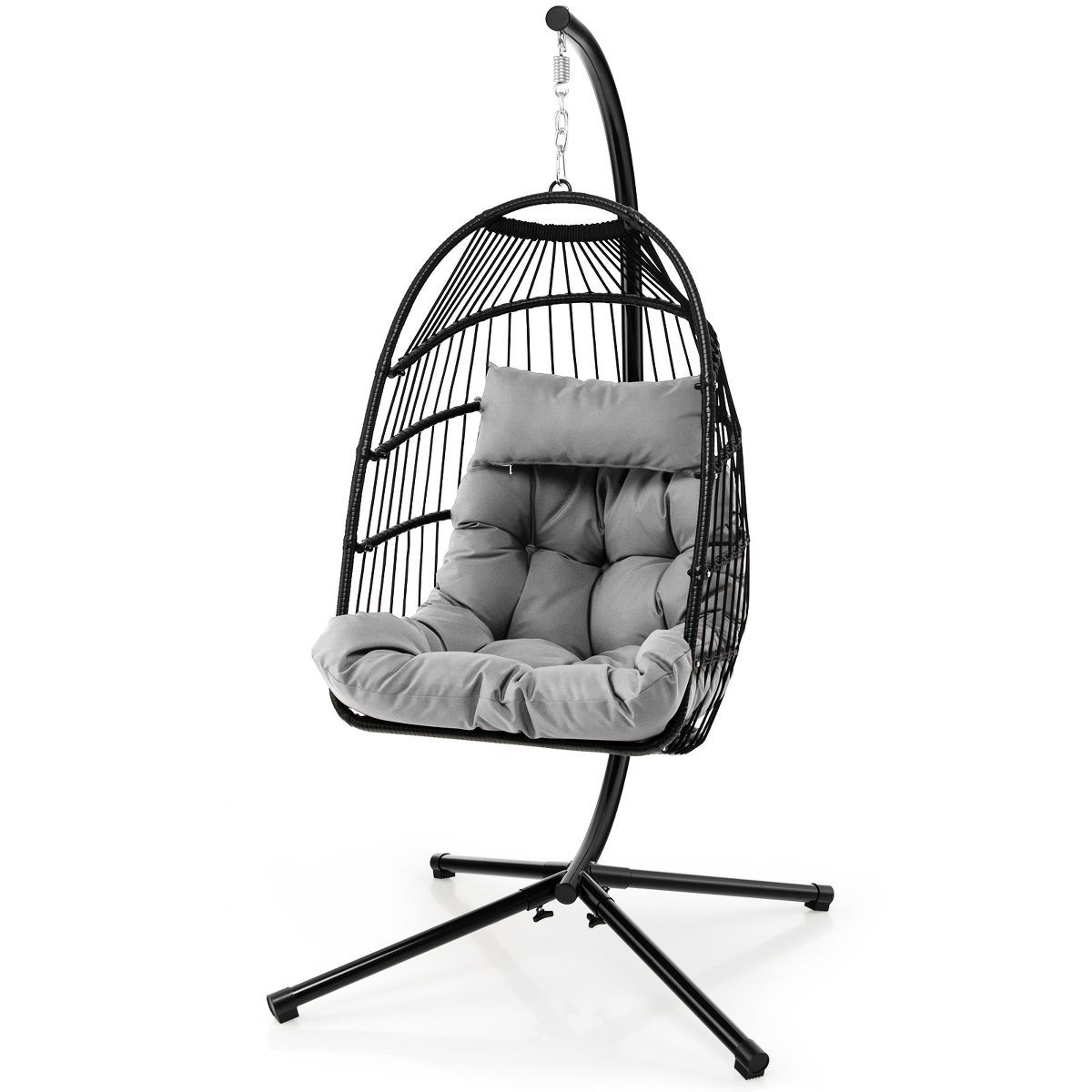 Tangkula Swing Egg Chair Hanging Basket Chair w/Stand Waterproof Cover & Cushion | Target