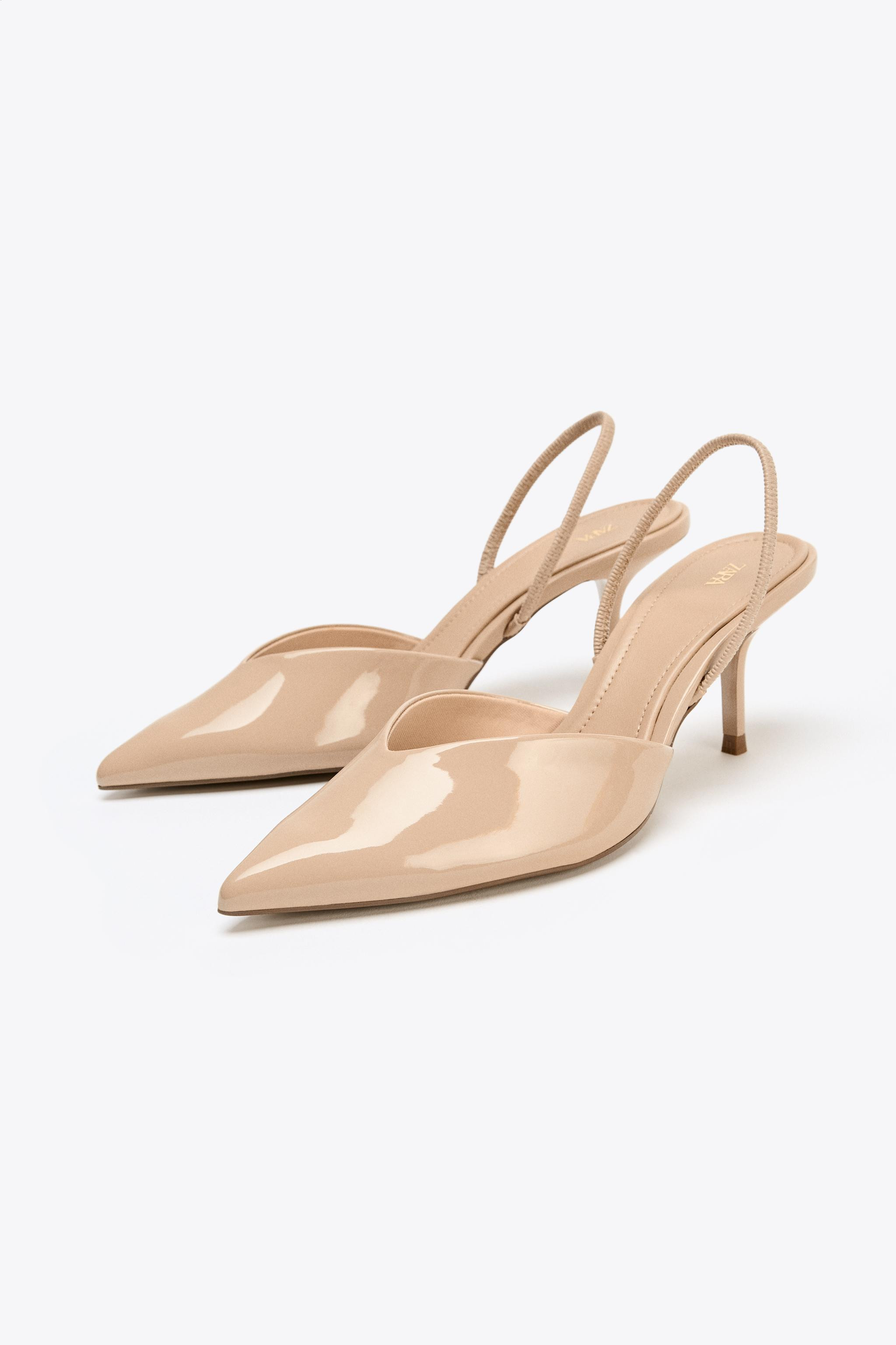 PATENT-EFFECT SLINGBACK HEELS | Zara US
