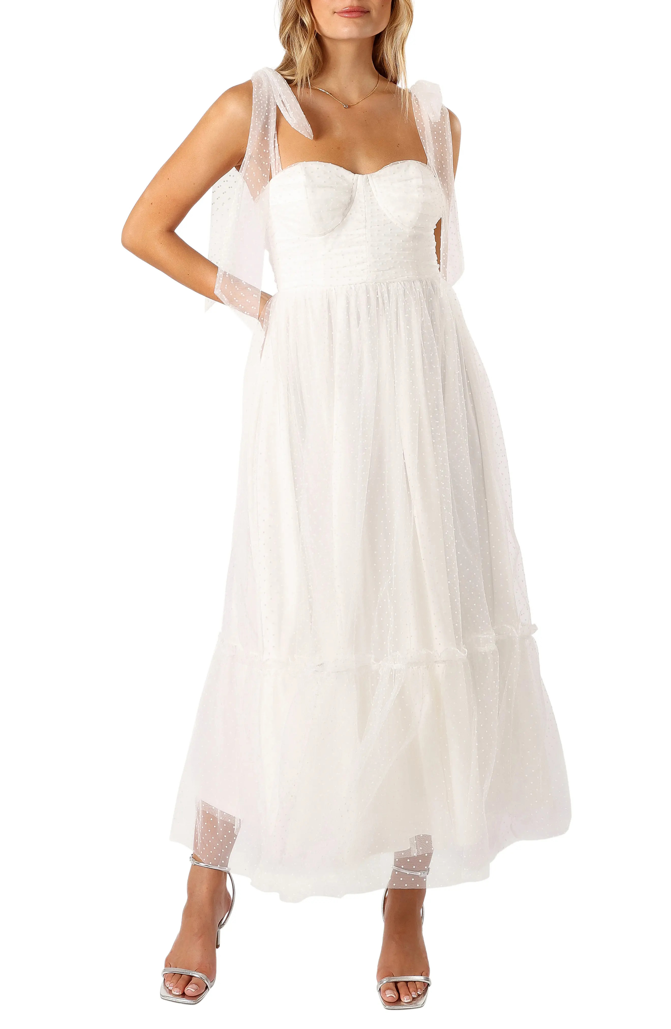 Floret Bow Strap Sweetheart Neck Maxi Dress (Women) | Nordstrom | Nordstrom
