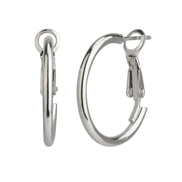 Time and Tru Adult Women's Silver Tone Small Metal Hoop Earring | Walmart (US)