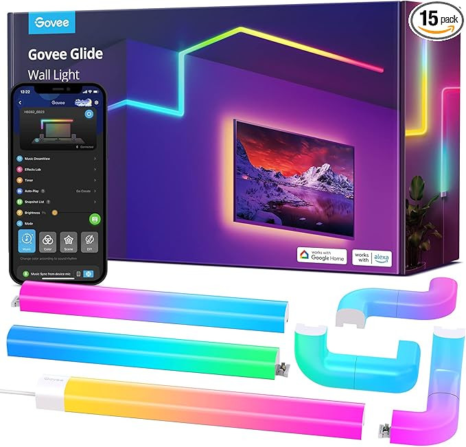 Govee RGBIC 3D Wall Light Glide, Smart Wall Sconces for Gaming and Living Room, Multicolor Custom... | Amazon (US)
