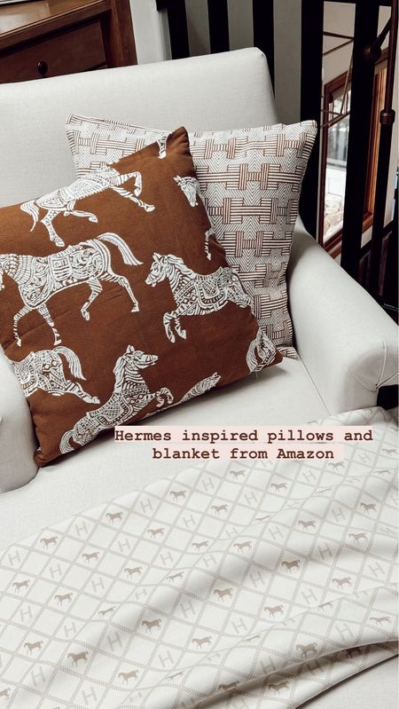 Hermes inspired blanket and pillows from
Amazon 

#LTKFindsUnder100 #LTKHome