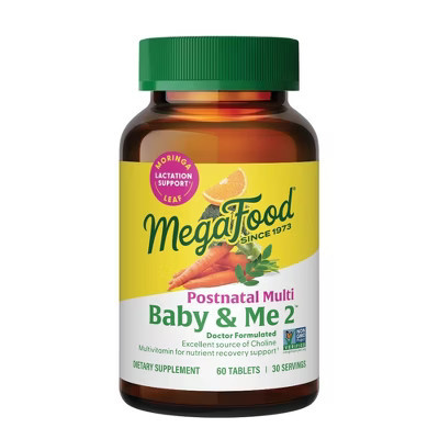 MegaFood Baby & Me 2 Postnatal with Choline, Folate & Iron Multivitamin Vegetarian Tablets - 60ct | Target