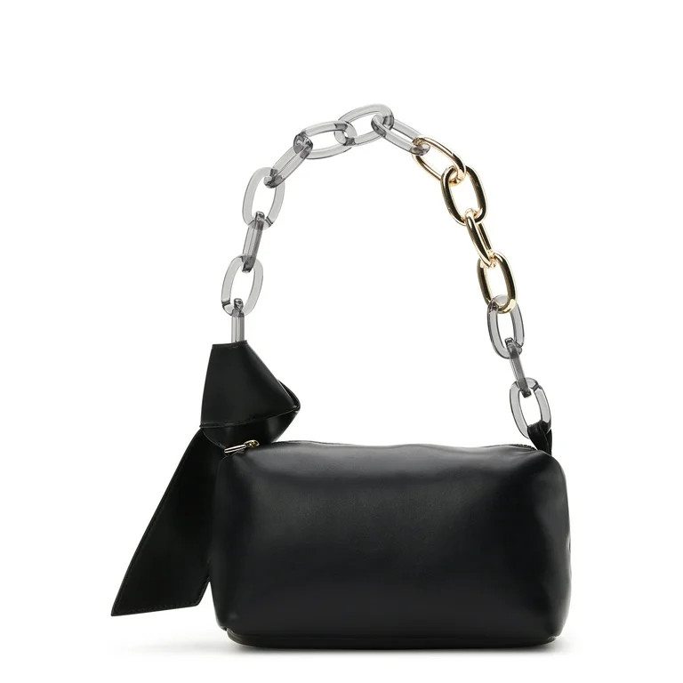 No Boundaries Women's Shoulder Handbag with Chain Strap, Black | Walmart (US)
