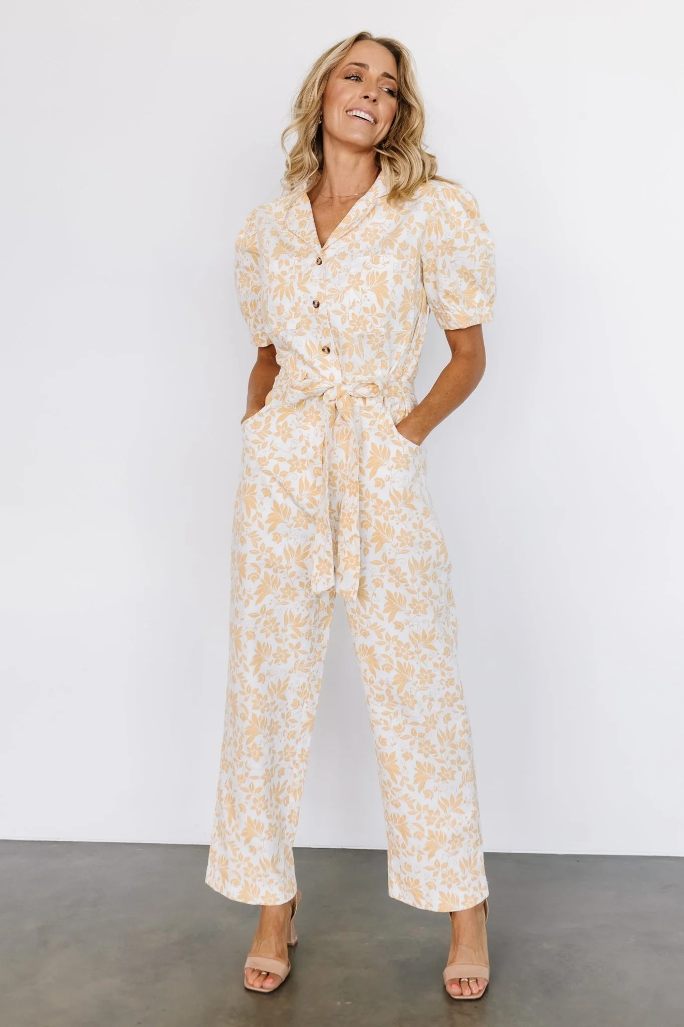 Annalise Jumpsuit | White + Yellow | Baltic Born