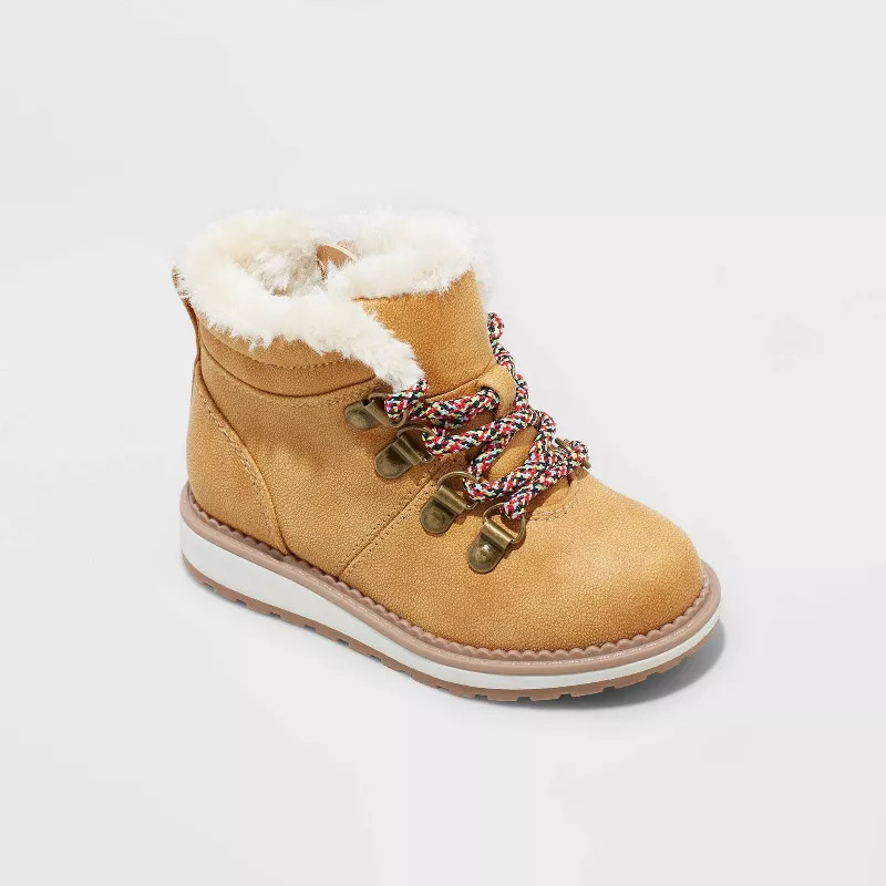Toddler Boys' Reed Zipper Slip-On Combat Boots - Cat & Jack™ Cognac | Target