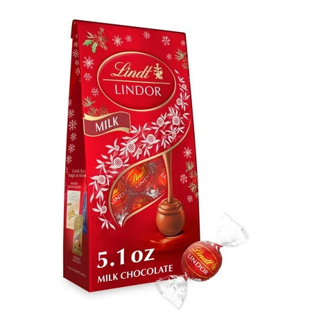 Lindt LINDOR Milk Chocolate Christmas Candy Truffles, 5.1 oz. Bag | Walmart (US)