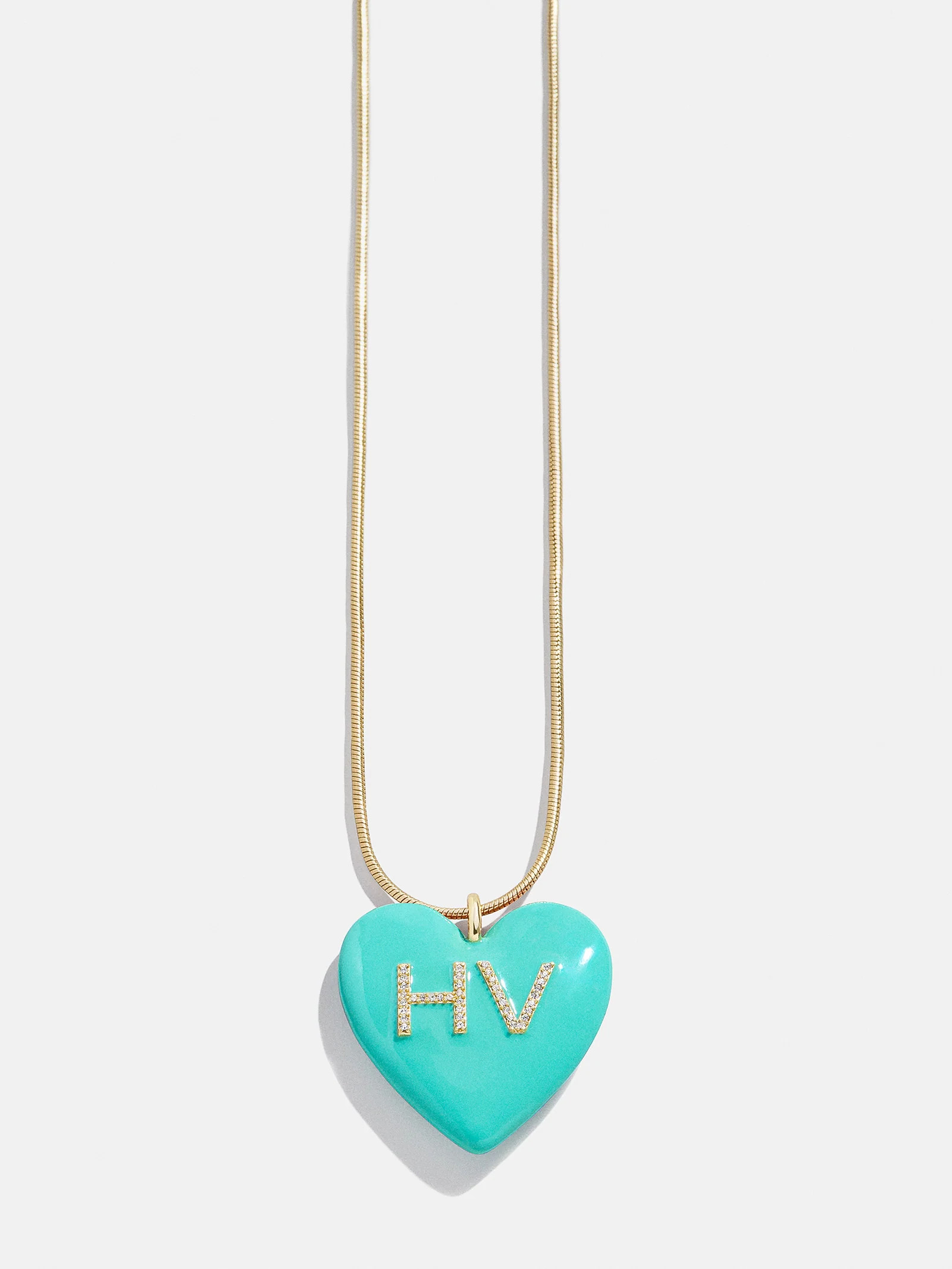 Millie Bubble Heart Custom Initial Necklace - Turquoise | BaubleBar