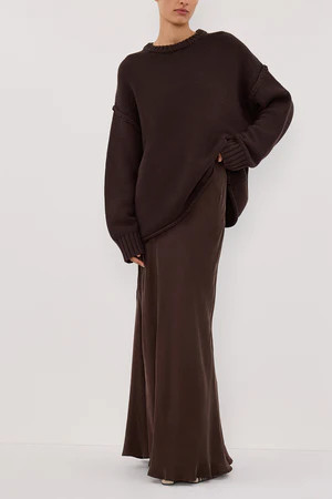 COLETTE BITTER CHOC SILK SKIRT | DISSH