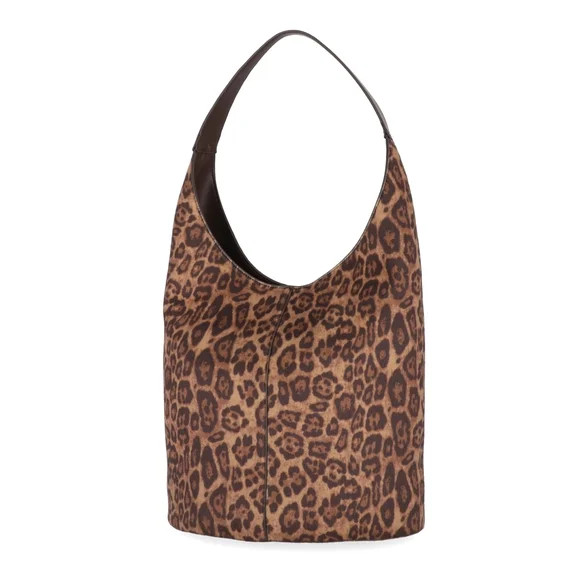 Scenario Women's Faux Suede Bucket Handbag, Leopard Print | Walmart (US)