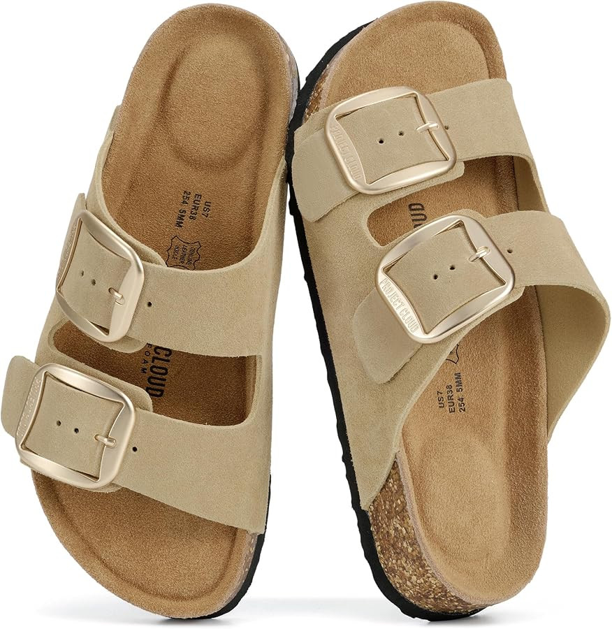 Project Cloud 100% Genuine Leather Flat Sandals for Women 2026 Comfortable Beach Essentials Women... | Amazon (US)