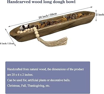 Wooden Dough Bowls Decorative，Rustic Bread Long Bowls Decor Wood Tray, Hand Carved For Table Ce... | Amazon (US)