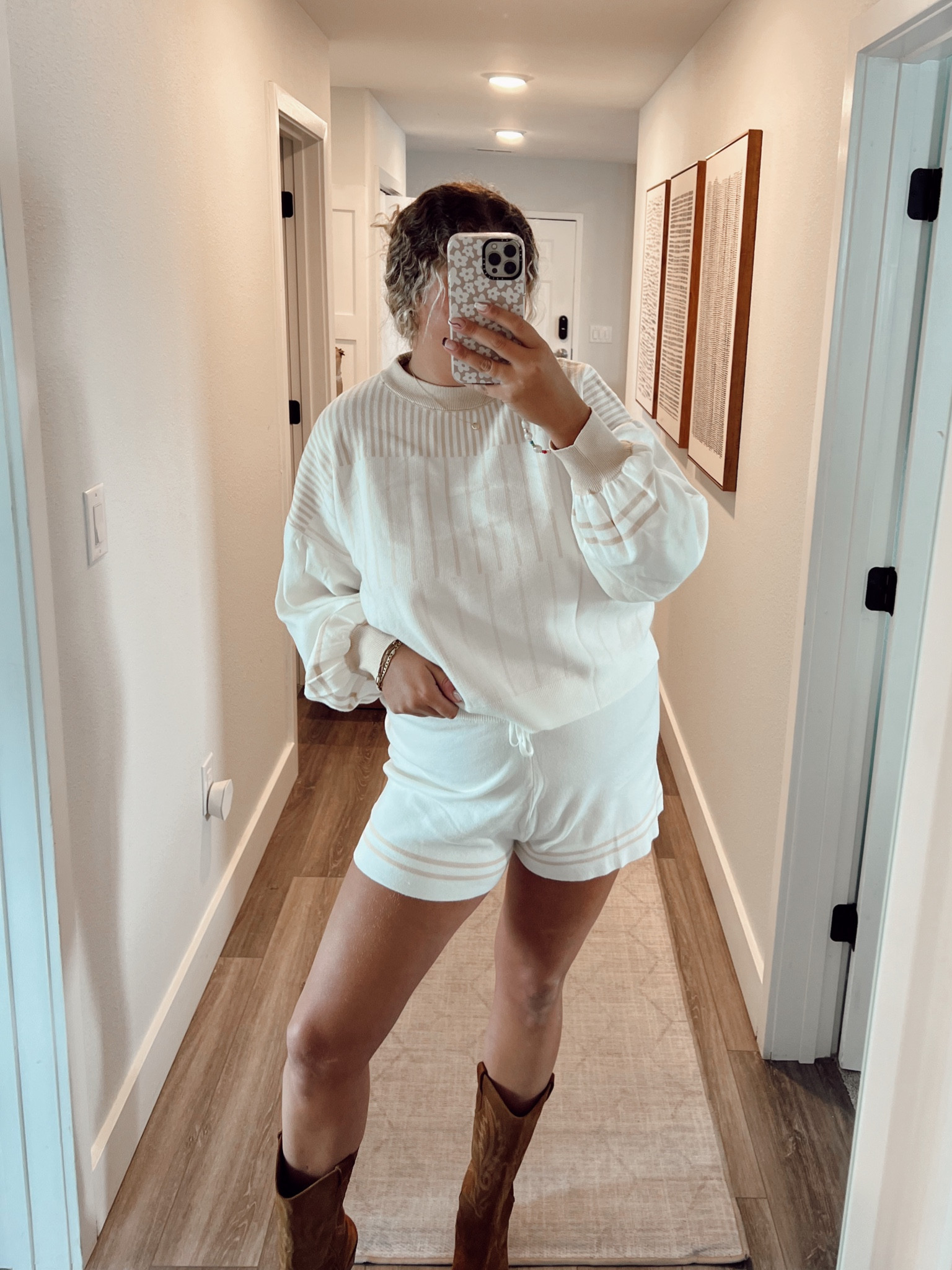 Sweater and shorts matching set for fall! Added some boots from Amazon and it felt like such a fun fall transitional outfit! 

#LTKstyletip #LTKfindsunder50 #LTKmidsize